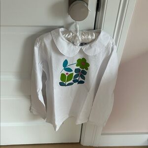 Jacadi White Long Sleeve Tee with Colorful Floral Print